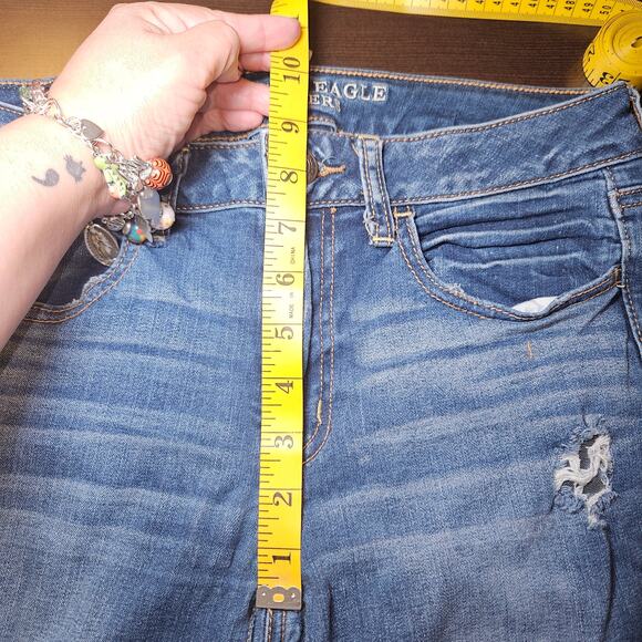 American Eagle Jegging Women’s 8R Blue Super Stretch Distressed Skinny Jeans Y2K - Picture 9 of 12